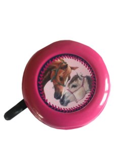 BIKE FASHION Kinder-Glocke Pferdefreunde pink | Motiv: Pferde | Durchmesser: 57 mm | Lenkerdurchmesser: 22,2 mm