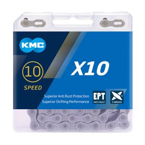 KMC Fahrrad Kette X10 EPT Kompatibilität: 10-fach | SB-Verpackung | silber | 114 Glieder