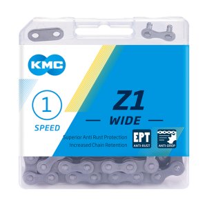 KMC Fahrrad Kette Z1 Wide EPT Kompatibilität: Nabenschaltung | SB-Verpackung | silber | 128 Glieder