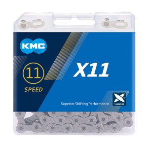 KMC Fahrrad Kette X11 Kompatibilität: 11-fach | SB-Verpackung | grau | 118 Glieder