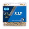 KMC Fahrrad Kette X12 Ti-N 12-fach gold 126 Glieder, 1/2  x 11/128 