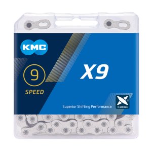 KMC Fahrrad Kette X9  Kompatibilität: 9-fach | SB-Verpackung | silber | 114 Glieder