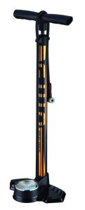 MATRIX Standpumpe Alu mit Manometer 2-Scale SP100 Länge: 660 mm | schwarz / gold | Montageverpackung