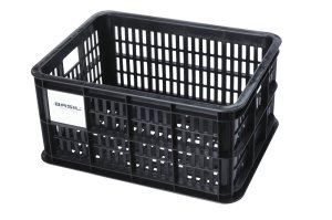 BASIL Kunststoff-Fahrradkasten Crate schwarz | Für Racktime, i-Rack, MonkeyLoad, Atran Velo Platten | Größe: S