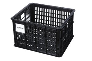 BASIL Kunststoff-Fahrradkasten Crate schwarz | Für Racktime, i-Rack, MonkeyLoad, Atran Velo Platten | Größe: M