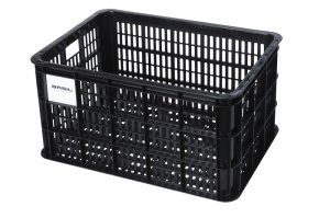 BASIL Kunststoff-Fahrradkasten Crate schwarz | Für Racktime, i-Rack, MonkeyLoad, Atran Velo Platten | Größe: L