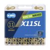 KMC Fahrrad Kette X11SL Ti-N WAXED 11-fach gold/schwarz 118 Glieder, 1/2  x 11/128 
